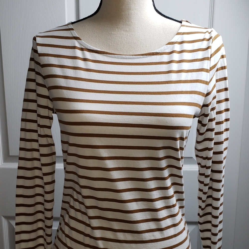 Boden cream and brown stripe top size 6